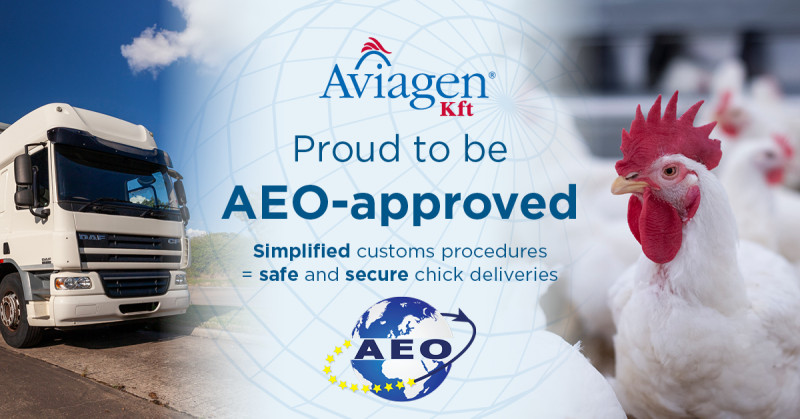 Aviagen KFT AEO-approved graphic with truck and logos